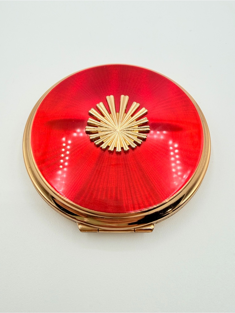 Vintage Red and Gold Compact Mirror by Vintage